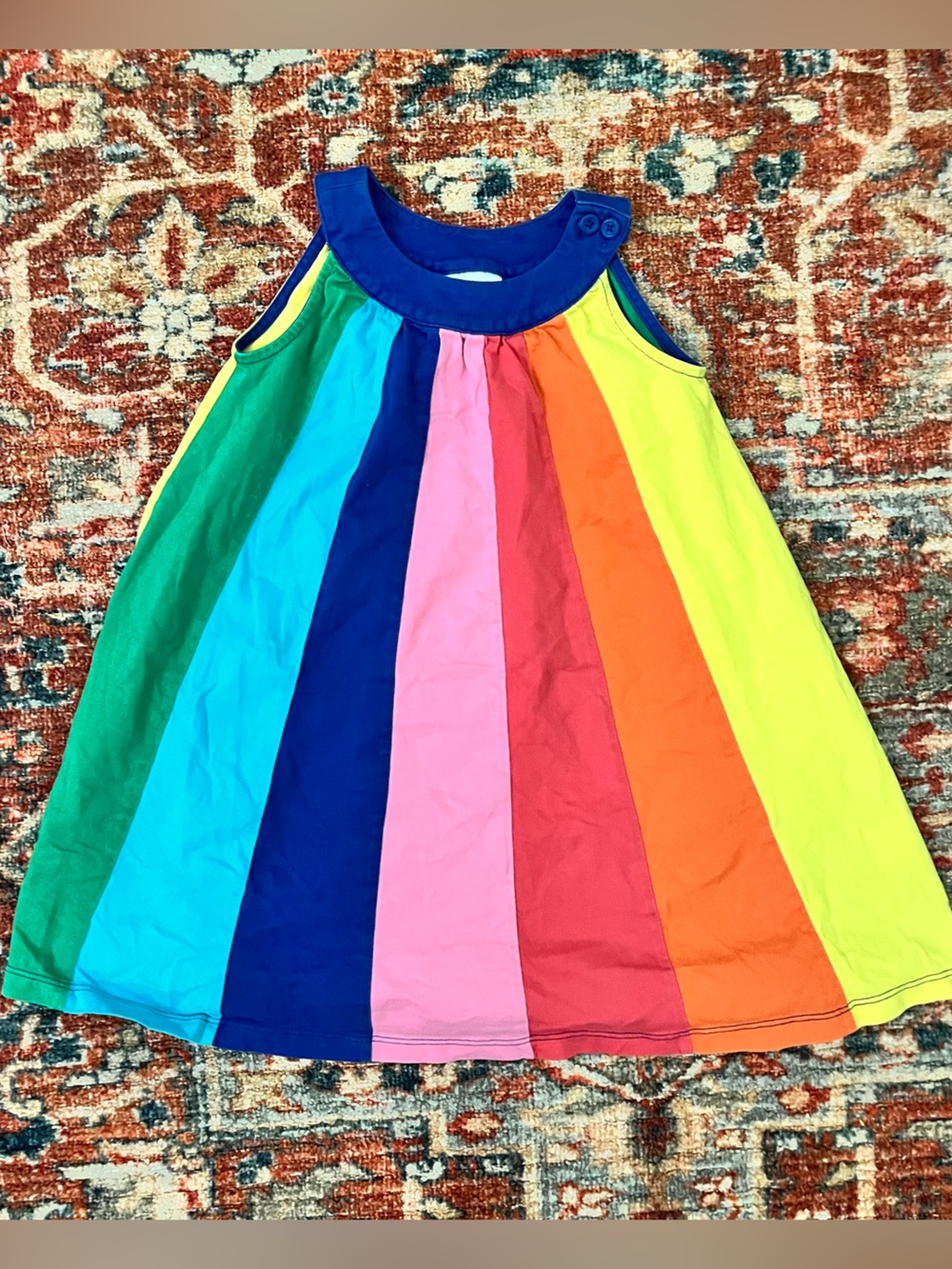 Hanna Anderson Kids Rainbow Stripe A-Line Dress - Multicolor - size 5